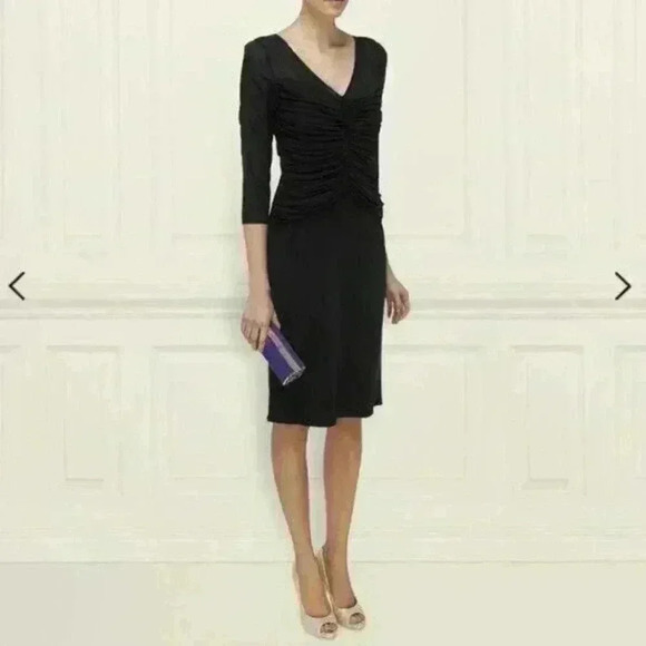 LK Bennett Dresses & Skirts - L.K. Bennett Women's black Dress Size us 6 sheer top ruched front silk blend